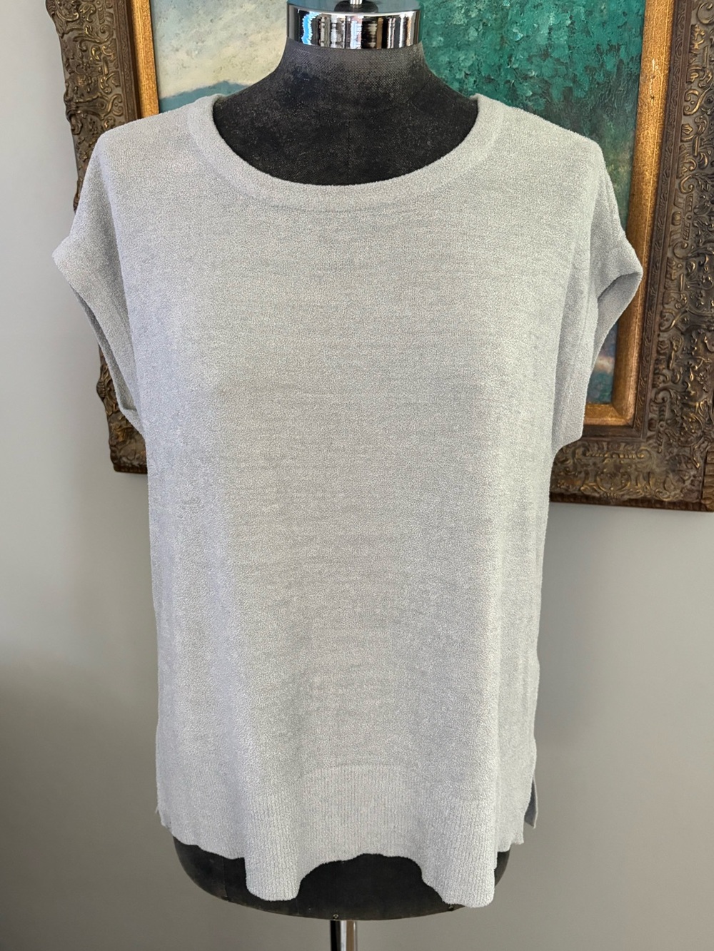 Barefoot Dreams Cozy Chic Ultra Lite Boxy Cap Sleeve Top Size Small